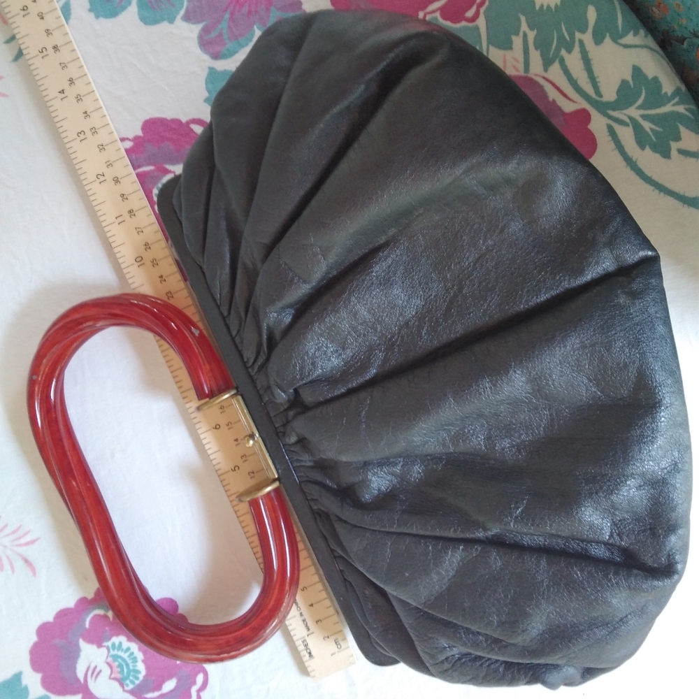 Vintage Ingber Leather and Resin Handbag - Picture 2 of 12
